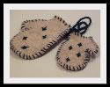 Felted Wool Mitten Ornaments <p> Natural with Blue Accents <p> Set of 2