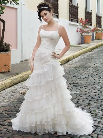 Wedding bridal dress with tulle layered lace