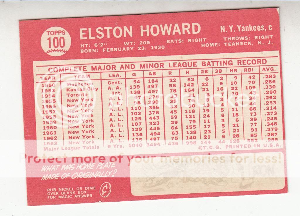 ELSTON HOWARD #100 Yankees Catcher 1964 Topps Ex+  